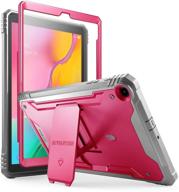 poetic galaxy tab a 10.1 rugged case with kickstand and screen protector - heavy duty shockproof protective cover for samsung galaxy tab a 10.1 (2019 release) - pink/gray logo