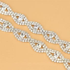 img 4 attached to De.De. 1 Yard Elegant Crystal Clear Glass Rhinestone Applique Bridal Trim/Chain Silver - Exquisite Wedding Decoration