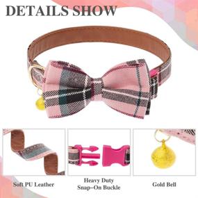 img 1 attached to Plaid Bow Tie Dog Collar and Leash Set - Adjustable and Cute Collars for Puppies, Cats, and Small to Medium Dogs, with Removable Bowtie and Gold Bell