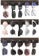 🕶️ rustic wood sunglasses organizer wall mounted display rack - set of 3, brown логотип