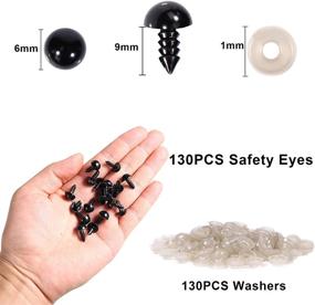 img 3 attached to 130 ШТ. 6 мм Пластиковые черные безопасные глаза для игрушек Амигуруми, растительных животных, вязаных игрушек - глаза для кукол, глаза для плюшевых медведей с шайбами