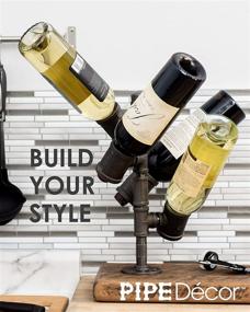 img 1 attached to 🍷 PIPE DÉCOR Heavy Duty DIY Rustic Industrial Pipe Wine Rack - 4 Bottle, Modern Chic Steel Grey, Commercial Grade Metal, Industrial Style