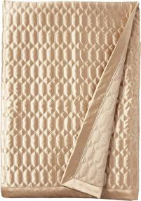 img 4 attached to Luxurious Gold Satin Geometric Quilted Coverlet for King Beds by Five Queens Court Saranda