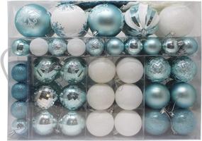 img 4 attached to 🎄 Joiedomi 133 Piece Blue and White Shatterproof Christmas Ornaments - Perfect for Holidays, Indoor/Outdoor Party Decorations, Tree Ornaments, and Events