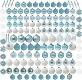 img 3 attached to 🎄 Joiedomi 133 Piece Blue and White Shatterproof Christmas Ornaments - Perfect for Holidays, Indoor/Outdoor Party Decorations, Tree Ornaments, and Events