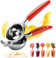 🍋 premium stainless steel manual lemon squeezer - heavy duty metal orange & lemon juicer - simple fruit citrus press - red logo