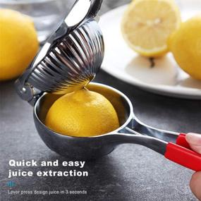 img 3 attached to 🍋 Premium Stainless Steel Manual Lemon Squeezer - Heavy Duty Metal Orange & Lemon Juicer - Simple Fruit Citrus Press - Red