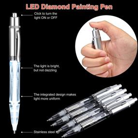 img 3 attached to 🔮 2-Pack LED Diamond Painting Pen, 5D Diamond Painting Lighted Pen with Point Drill Pen, Set of 3 Diamond Sticky Pens, 16-Piece Painting Glue Clay Kit, 10-Piece Replacement Pen Heads for DIY Craft and Nail Art Decor