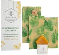 soulera organic beeswax wrap: reusable eco-friendly food wraps - premium set of 3 + beeswax replenisher logo