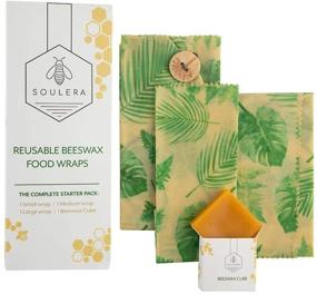 img 4 attached to Soulera Organic Beeswax Wrap: Reusable Eco-Friendly Food Wraps - Premium Set of 3 + Beeswax Replenisher