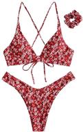 👙 stylish zaful floral frilled strappy swimwear: women's clothing for chic beach fashion logo