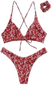 img 1 attached to 👙 Stylish ZAFUL Floral Frilled Strappy Swimwear: Women's Clothing for Chic Beach Fashion