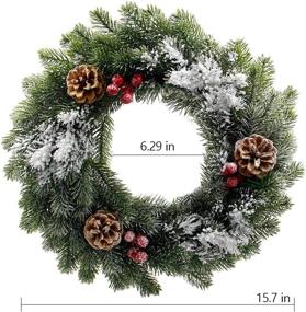 img 3 attached to 🎄 Cllayees Artificial Christmas Wreath: 20 LED Lights, Realistic Snowflakes, Red Berries, Pinecones - Perfect Outdoor & Indoor Holiday Decor for Home, Parties