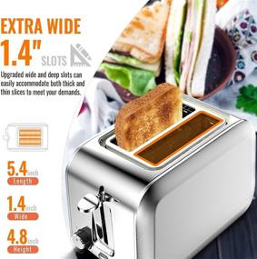 img 2 attached to Premium Stainless Steel 2 Slice Toaster with Wide Slots - Top-rated Prime Toaster for Bagels, Defrost, and Cancel Functions - Includes Removable Crumb Tray