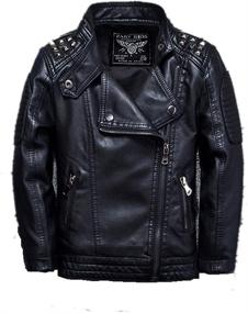 img 4 attached to 🧥 Unisex Studded Leather Motorcycle Jackets for Uwback Kids