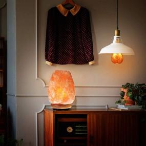 img 2 attached to 🪐 Elvissmart ES-1002 Himalayan Pink Crystal Salt Lamp Night Light with Real Wood Base, ELT Certified, Dimmer Switch, Ideal Holiday Gift, 7-11 LBS