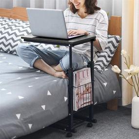 img 3 attached to 🏢 GOTOTOP Height Adjustable Side Table with Rolling Wheels: Versatile, Space-Saving Workstation for Home, Office, Bedroom, and Hospital Use