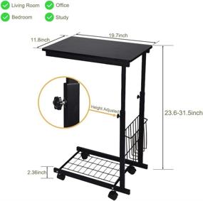 img 1 attached to 🏢 GOTOTOP Height Adjustable Side Table with Rolling Wheels: Versatile, Space-Saving Workstation for Home, Office, Bedroom, and Hospital Use