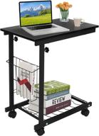 🏢 gototop height adjustable side table with rolling wheels: versatile, space-saving workstation for home, office, bedroom, and hospital use logo