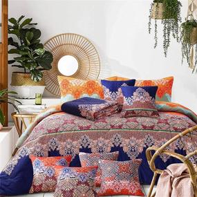 img 4 attached to 🛏️ Exclusivo Mezcla 10-Piece Boho Bed in a Bag: Queen Size Cotton Bedding Set with Reversible Design, Lightweight and Decorative - Includes 1 Comforter, 2 Pillow Shams, 1 Throw Blanket, 6 Throw Pillow Covers