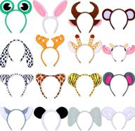 🐯 16 piece animal jungle safari headbands - perfect for kid halloween & cosplay parties! логотип