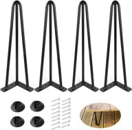 🪑 alxeh 16 inch hairpin table legs - 1/2” dia 3-rods hairpin feet, diy black hairpin coffee table legs - heavy duty metal furniture leg for side table, bench, nightstand - set of 4 logo