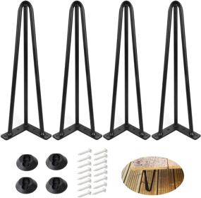 img 4 attached to 🪑 ALXEH 16 Inch Hairpin Table Legs - 1/2” Dia 3-Rods Hairpin Feet, DIY Black Hairpin Coffee Table Legs - Heavy Duty Metal Furniture Leg for Side Table, Bench, Nightstand - Set of 4