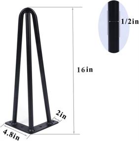 img 3 attached to 🪑 ALXEH 16 Inch Hairpin Table Legs - 1/2” Dia 3-Rods Hairpin Feet, DIY Black Hairpin Coffee Table Legs - Heavy Duty Metal Furniture Leg for Side Table, Bench, Nightstand - Set of 4