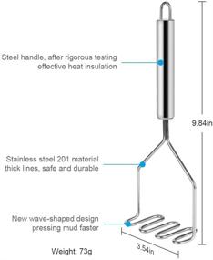 img 2 attached to Starkitchen Potato Masher Stainless Steel - Ideal for Mashed Potato, Banana Bread, Pumpkin Puree and Vegetables - Easy to Clean and Use! (1pcs)