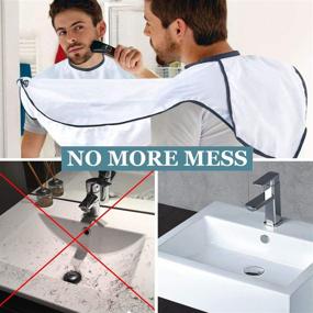 img 1 attached to 🧔 White Beard Bib Beard Apron: Catch Beard Hair Efficiently! Waterproof & Non-Stick Grooming Cloth with Suction Cups - Perfect Gift for Men