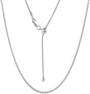 📿 adjustable 925 sterling silver wheat chain necklace - 1.3mm bolo slider fox tail spiga style; extends up to 24 inches - sterling silver jewelry logo