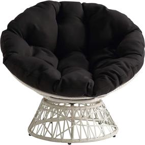 img 1 attached to 🪑 OSP Home Furnishings Wicker Papasan Chair: 360-Degree Swivel, Cream Frame, Black Cushion - Ultimate Comfort and Style