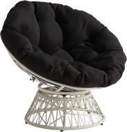 🪑 osp home furnishings wicker papasan chair: 360-degree swivel, cream frame, black cushion - ultimate comfort and style logo