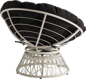 img 2 attached to 🪑 OSP Home Furnishings Wicker Papasan Chair: 360-Degree Swivel, Cream Frame, Black Cushion - Ultimate Comfort and Style