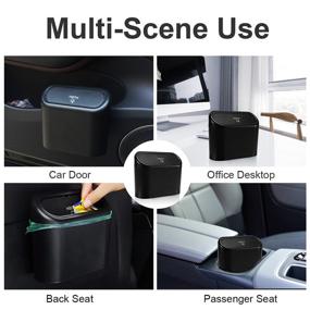 img 2 attached to 🚗 Leakproof Car Trash Can with Lid - MoharWall Small Vehicle Bin for Automotive Garbage Disposal in Cars, Office, Bedroom, Home - Includes Garbage Bag (Black)