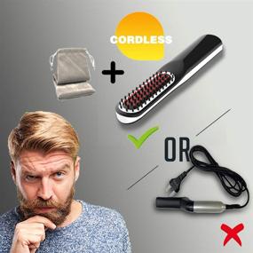 img 3 attached to 🔌 Cordless Beard Straightener Comb with Auto Shut Off - Perfect for Travel, Home, and Dating