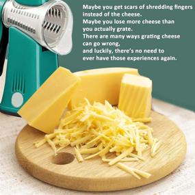 img 3 attached to 🧀 Kitchen Rotary Cheese Grater with Handle - Carniway Vegetable Shredder, 5 in 1 Stainless Steel Cheese Graters for Food, Handheld Rotating Slicer for Garlic, Fruits, Nutmeg, Potato