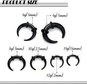 img 2 attached to 📿 Jstyle 18 Piece Acrylic Pincher Tapers Septum Ring - C Shape Buffalo Stretcher Expander with Black O-Rings for Stretching Pierced Nose, Ear, and Cartilage from 14G to 4G
