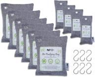 🌿 10 large packs charcoal air purifying bags - natural bamboo charcoal - odor remover and moisture absorber for home, car, closet, basement (kids and pet friendly) logo