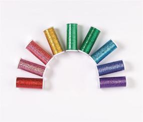 img 1 attached to Превосходные нитки: блестящая металлическая нить для вышивки, стежки и декоративного шитья, Глиттер #114 Радуга (разноцветная), 400 ярдов