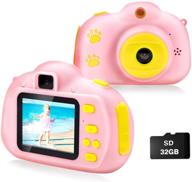 📸 камера cocopa для детей: розовая видеокамера, в комплекте 32гб tf-карта — идеальный подарок на день рождения для девочек от 4 до 10 лет! селфи-цифровые камеры для детей 5, 6, 7, 8, 9 и 10 лет. логотип