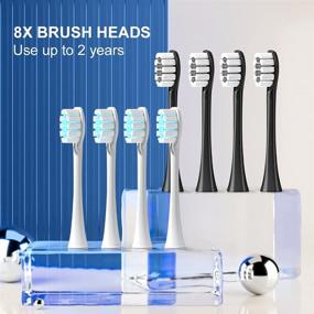 img 3 attached to 🦷 Premium 2-Pack Sonic Whitening Toothbrushes for Adults and Kids - Rechargeable, 8 Brush Heads, 6 Cleaning Modes, Smart Timer - Waterproof Cleaning Toothbrush Set (Black & White)