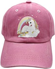 img 2 attached to 🦄 Adjustable Cute Unicorn Ponytail Cap for Girls, Ideal Baseball Dad Hat for 3-12 Year-Olds with High Buns