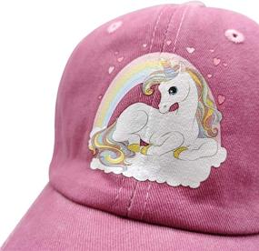 img 1 attached to 🦄 Adjustable Cute Unicorn Ponytail Cap for Girls, Ideal Baseball Dad Hat for 3-12 Year-Olds with High Buns