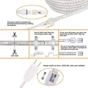 img 1 attached to 🔆 SURNIE LED Rope Lights - 50ft Waterproof Warm White Outdoor Lighting for Deck, Patio, Christmas, Camping Decor