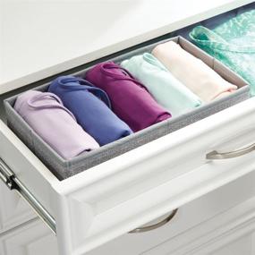 img 2 attached to mDesign Rectangular Soft Fabric Dresser Drawer and Closet Storage Organizer Bin for Lingerie, Bras, Socks, Leggings, Clothes, Purses, Scarves - 12-Inch Long - Textured Print - Set of 4 - Gray