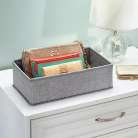 img 1 attached to mDesign Rectangular Soft Fabric Dresser Drawer and Closet Storage Organizer Bin for Lingerie, Bras, Socks, Leggings, Clothes, Purses, Scarves - 12-Inch Long - Textured Print - Set of 4 - Gray