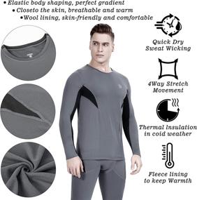 img 2 attached to 🔥 DIKAMEN Men's Performance Fleece Lined Thermal Underwear Set - Tactical Sports Shapewear for Enhanced Comfort