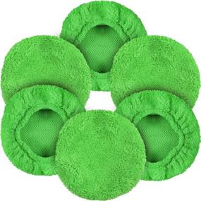 img 4 attached to 🧽 eFuncar Car Windshield Cleaning Tool Bonnets - 6 Pack, 5” Thickened Green Coral Fleece Replacement Pads for Windshield Cleaner Wand - Effective Car Window Glass Cleaner Bonnets