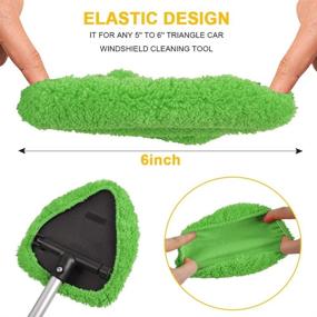 img 1 attached to 🧽 eFuncar Car Windshield Cleaning Tool Bonnets - 6 Pack, 5” Thickened Green Coral Fleece Replacement Pads for Windshield Cleaner Wand - Effective Car Window Glass Cleaner Bonnets
